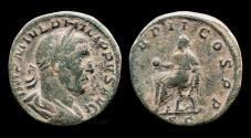 Ancient Coins - Philip I AE sestertius emperor seated left