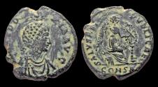 Ancient Coins - Aelia Eudoxia, Augusta AE follis Victory seated right
