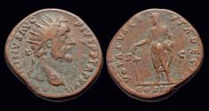 Ancient Coins - Antoninus Pius AE dupondius Antoninus sacrificing over tripod altar