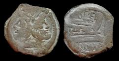 Ancient Coins - Q.Opimius AE As prow of galley right