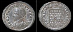 Ancient Coins - Constantine II silvered AE3 campgate