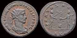 Ancient Coins - Numerian AE antoninianus emperor receiving Victory on globe from Jupiter