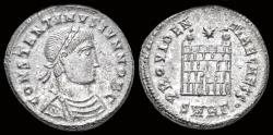 Ancient Coins - Constantine II, as Caesar AE silvered follis campgate