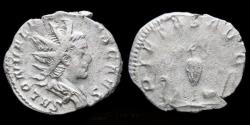 Ancient Coins - Saloninus, as Caesar AR antoninianus sacrificial implements