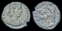 Ancient Coins - Constantius II AE maiorina soldier spearing falling horseman