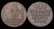 World Coins - Germany Braunschweig-Wolfenbüttel Karl I 1 pfennig 1763 IAP