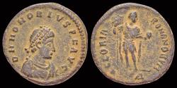 Ancient Coins - Honorius AE maiorina emperor standing facing