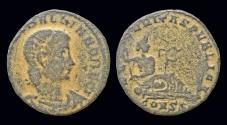 Ancient Coins - Hannibalianus AE follis Euphrates seated right