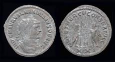 Ancient Coins - Maximian silvered antoninianus Jupiter presents Victory
