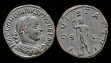 Ancient Coins - Gordian III AE sestertius Jupiter standing facing