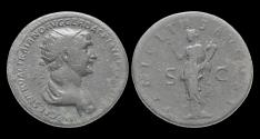 Ancient Coins - Trajan AE Dupondius Felicitas  standing left