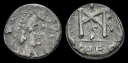 Ancient Coins - Marcian AE nummus monogram in wreath