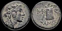 Ancient Coins - Pontos Amisos AE20 Thyrsus resting against cista mystica
