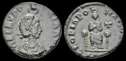 Ancient Coins - Aelia Eudoxia, Augusta, AE3 Eudoxia enthroned facing