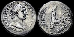 Ancient Coins - Kilikia Tarsos Trajan AR tetradrachm city-goddess seated right