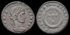 Ancient Coins - Crispus, as Caesar, AE follis VOT V in laurel wreath