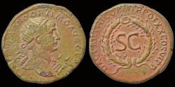 Ancient Coins - Trajan AE As S C in wreath-Rare!