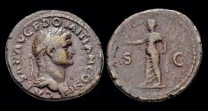 Ancient Coins - Domitian, as Caesar AE As Spes standing to left