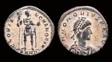 Ancient Coins - Honorius AE maiorina emperor standing facing