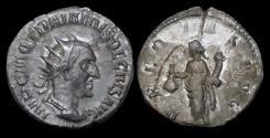 Ancient Coins - Trajan Decius AR antoninianus Uberitas standing left