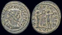 Ancient Coins - Probus AE antoninianus female figure presenting wreath to emperor