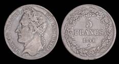 World Coins - Belgium Leopold I 5 frank 1844-pos A