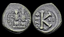 Ancient Coins - Justin II and Sophia AE half follis large K