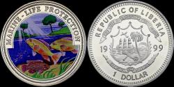 World Coins - Liberia 1 dollar 1999- Marine-life protection