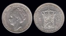 World Coins - Netherlands Wilhelmina I 1 gulden 1939