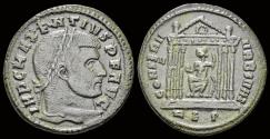 Ancient Coins - Maxentius AE follis Roma in hexastyle temple