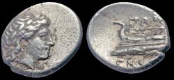 Ancient Coins - Bithynia Kios AR hemidrachm prow of galley left- Proxenos, magistrate