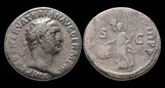 Ancient Coins - Trajan AE As Victory flying left
