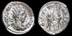 Ancient Coins - Saloninus silvered antoninianus Jupiter presenting Victory to Saloninus