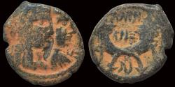 Ancient Coins - Nabataea Aretas IV with Shaqilat AE drachm