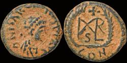 Ancient Coins - Marcian AE nummus monogram in wreath