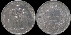 World Coins - France 5 francs 1877A- Hercules