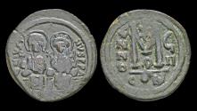 Ancient Coins - Justin II & Sophia AE follis Large M