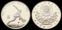 World Coins - South Korea 1000 won 1987- XXIV olympiad Seoul 1988