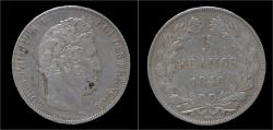 World Coins - France Louis Philippe I 5 francs 1846W