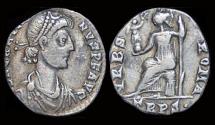 Ancient Coins - Gratian AR siliqua Roma seated left