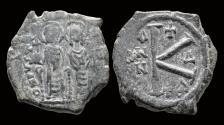 Ancient Coins - Justin II & Sophia AE half follis large K