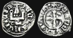 World Coins - Crusader Principality of Archaea Isabelle de Villehardouin AR denier tournois