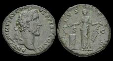 Ancient Coins - Antoninus Pius AE sestertius Salus standing left