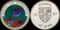 World Coins - Ghana 10 sika 1997 Marine-life protection