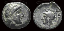 Ancient Coins - Aeolis Autocane AE9 head of Athena left