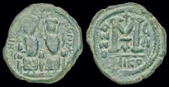 Ancient Coins - Justin II & Sophia AE follis Large M
