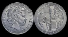 World Coins - Gibraltar titanium 5 pounds 1999-Millennium 2000