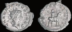 Ancient Coins - Valerian II AR antoninianus Jupiter sitting on Amalthea