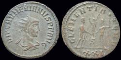 Ancient Coins - Numerian AE antoninianus emperor receiving Victory on globe from Jupiter
