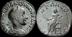 Ancient Coins - Gordian III sestertius Apollo seated left